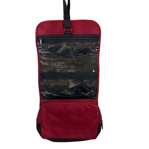 Eddie Bauer 11x8" red black hanging travel toiletry bag